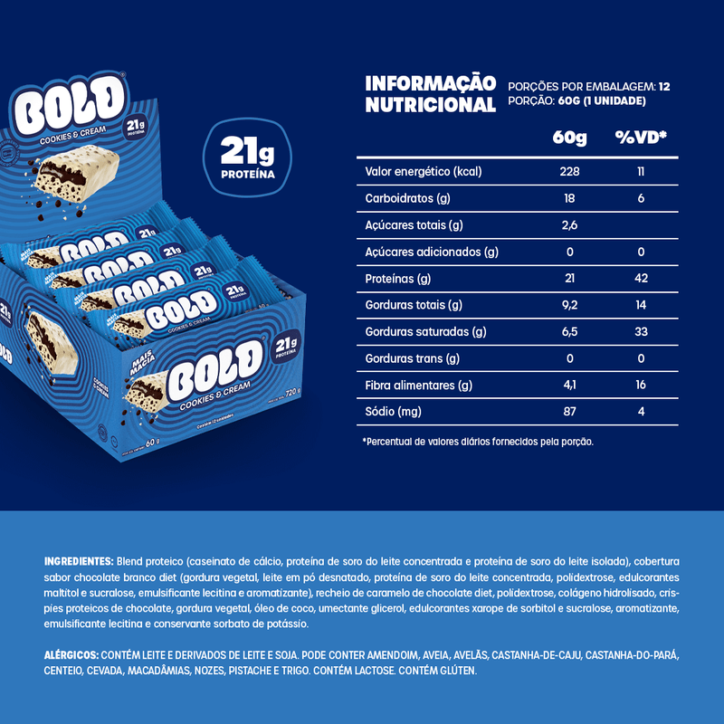 CAIXA B0LD COOKIES & CREAM - 12 UNIDADES