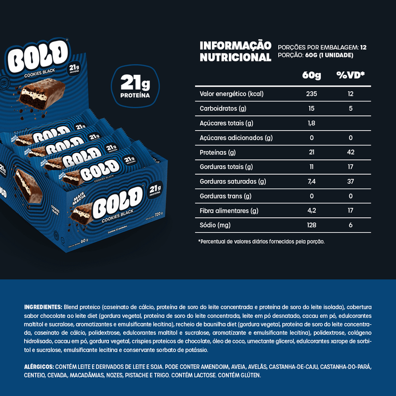 CAIXA B0LD COOKIES BLACK - 12 UNIDADES