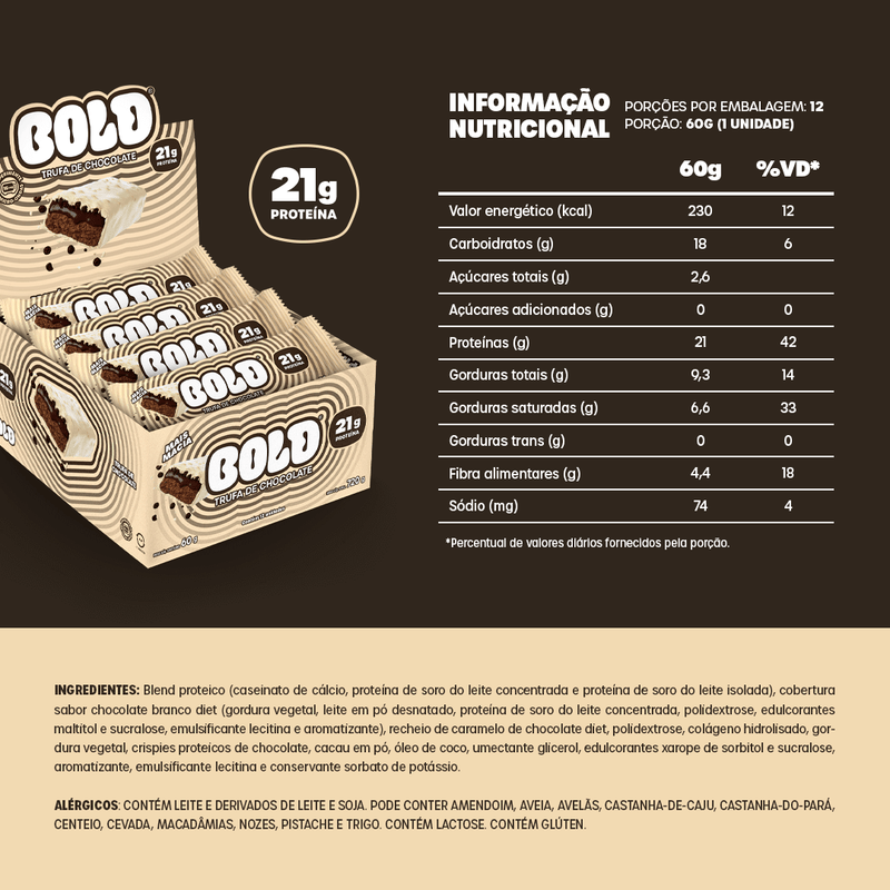 CAIXA B0LD TRUFA DE CHOCOLATE - 12 UNIDADES