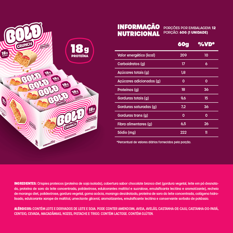 CAIXA CRUNCH MORANGO & CHANTILLY - 12 UNIDADES