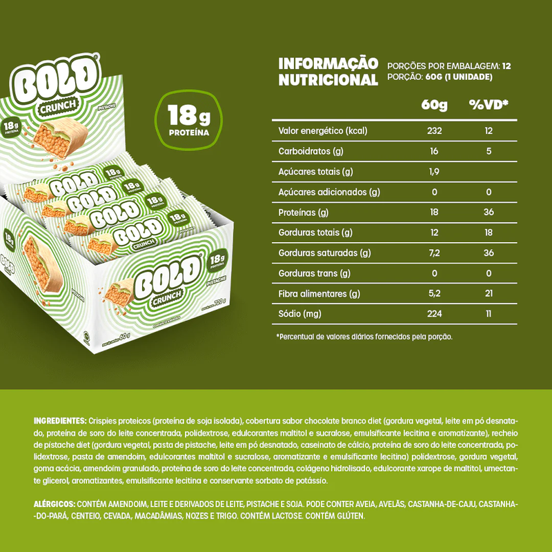 CAIXA CRUNCH PISTACHE - 12 UNIDADES